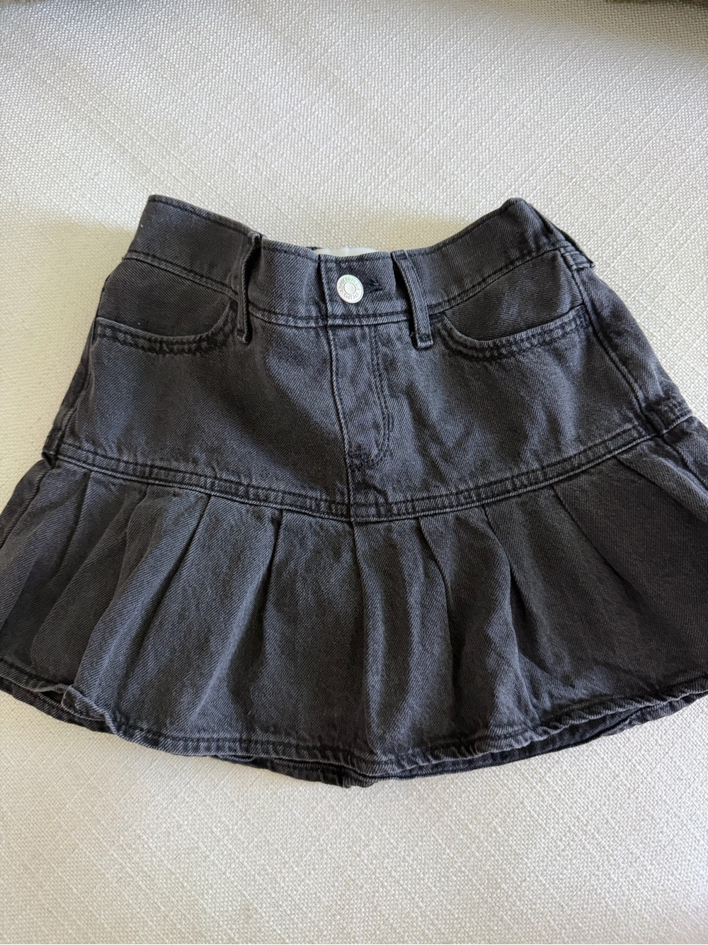 abercrombie kids Black Ruffled Denim Skort